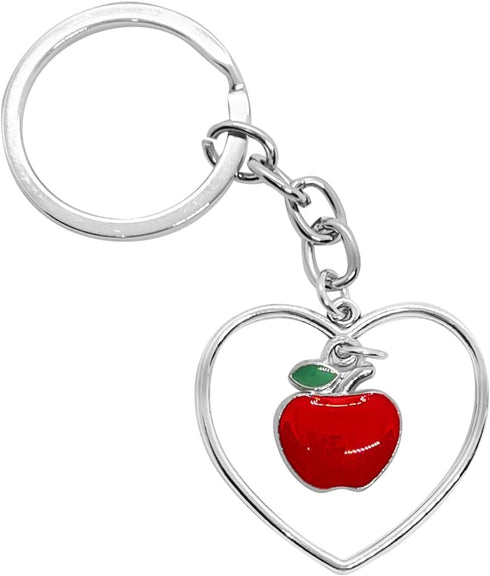 PHAETON 30PCS Teacher Appreciation Christmas Gifts Heart-shaped Ring Apple Charms Keychain for Teachers Coaches Tutors Principals Presents Teacher...