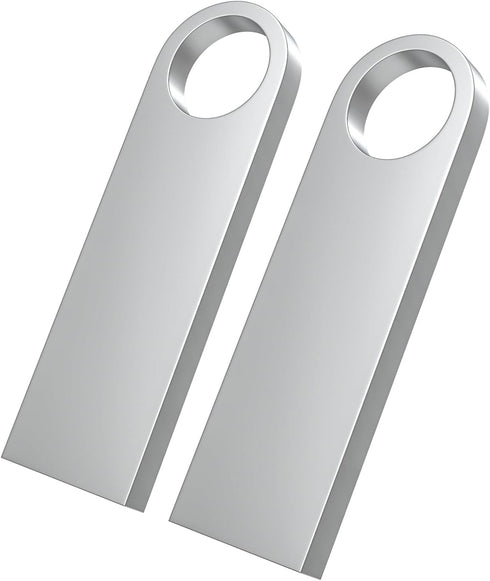 ABLAZE 128GB Flash Drive 2 Pack, Metal USB 2.0 Thumb Drives with Keychains USB Stick Pendrive (Sliver)...