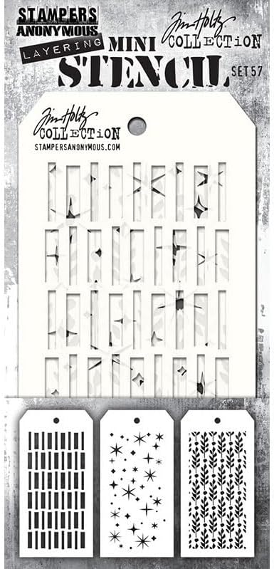 Tim Holtz Stampers Anonymous Mini Layering Stencils, Set #57, 1 Cable Binder Ring, September 2023 Release, Bundle of 2 Items (CAR2THMST057)...