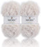 NICEEC 2 Skeins Super Soft Fur Yarn Chunky Fluffy Faux Fur Yarn Eyelash Yarn for Crochet Knit -Total Length 2×32m(2×35yds,50g×2)-Cream White......