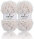 NICEEC 2 Skeins Super Soft Fur Yarn Chunky Fluffy Faux Fur Yarn Eyelash Yarn for Crochet Knit -Total Length 2×32m(2×35yds,50g×2)-Cream White......