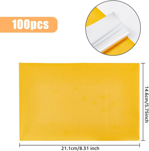 SUPERFINDINGS 100Pcs A5 Hot Foil Transfer Sheets Gold Hot Foil Stamping Papers 21.1x14.6cm Heat Transfer Foil Paper for Card Making Craftwork Scra...