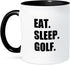 3dRose Eat Sleep Fun Text Gifts for Golfing Enthusiasts and Pro Golfers Two Tone Mug, 11 oz, Black...