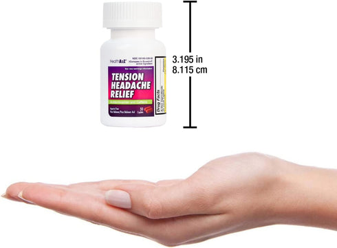 HealthA2Z® Tension Headache Relief | Acetaminophen 500mg | Caffeine 65mg | Pain Reliever Aid | Aspirin Free (50 caplets (pack of 1))...