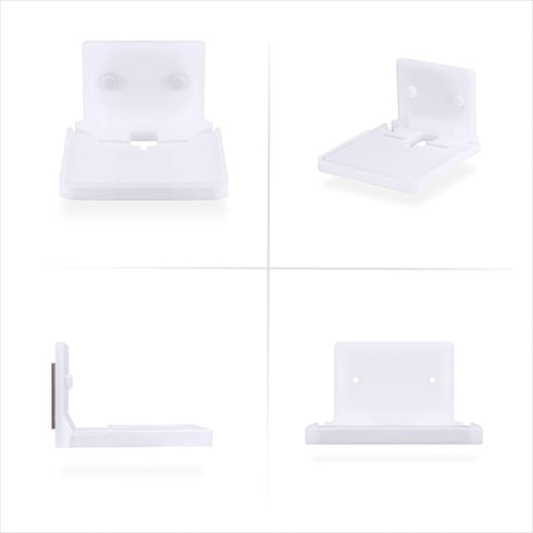 4" Small Wall Mount Shelf with Tablet & Phone Holder, Use for Baby Monitors, Bedside, Decor, Cameras, Speakers & More, Adhesive & Screw-in (White)...
