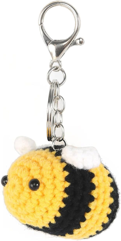 BIBABLYKE Personalized Cute Bees Pendant Crochet Keychain Lucky Funny Bees Charm Keyring Women Beautiful Pendant Keyholder Gift Cotton/Alloy...