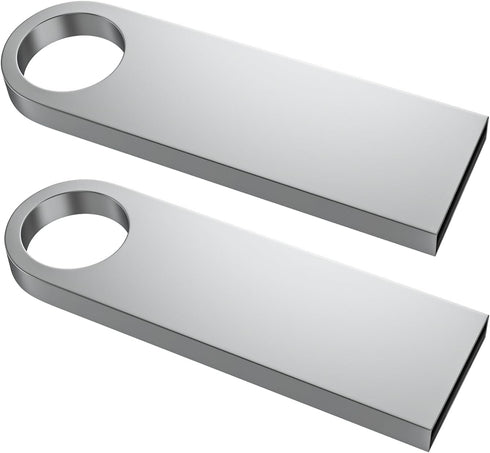 ABLAZE 128GB Flash Drive 2 Pack, Metal USB 2.0 Thumb Drives with Keychains USB Stick Pendrive (Sliver)...