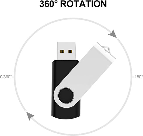 4GB Flash Drive 10 Pack, USB 2.0 Thumb Drives Bulk Swivel Memory Stick for Data Storage, Black...
