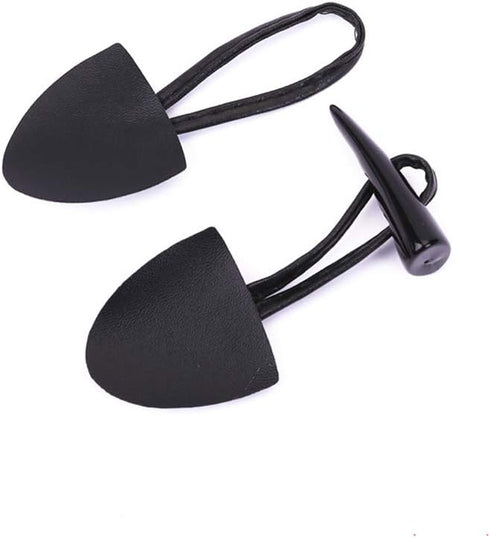 JKJF Pu Leather Sew-On Toggles with Black Resin Horn Button for Coat Cape Jacket Clothing Buttons Replacement Kit 10 Sets Black...