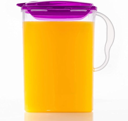LocknLock Aqua Fridge Door Water Jug with Handle BPA Free Plastic Pitcher with Flip Top Lid Perfect for Making Teas and Juices, 3 Quarts, Purple...
