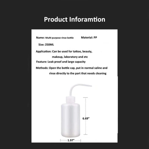 250ML 2PC Plastic Squeeze Bottle Safety Rinse Bottle Wash Bottle Squeeze Watering Can Water Squirt Irrigation Bottle Tattoo Wash Bottle 250ML Medi...