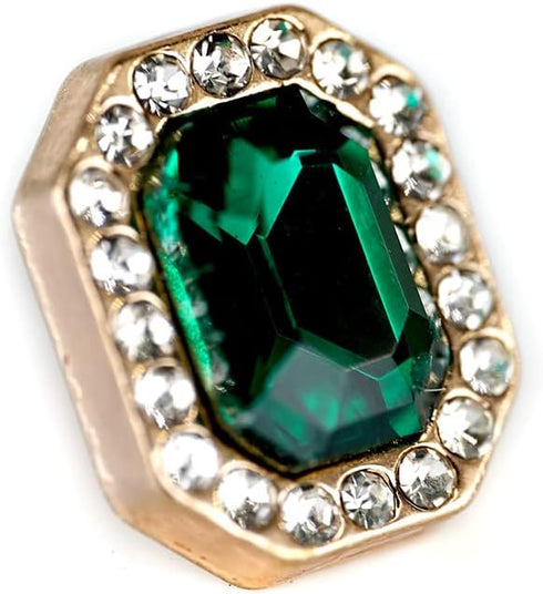 Emerald Cut Green Rhinestone Sewing Shank Buttons 20 Pcs - 12X10mm, 1/2"...