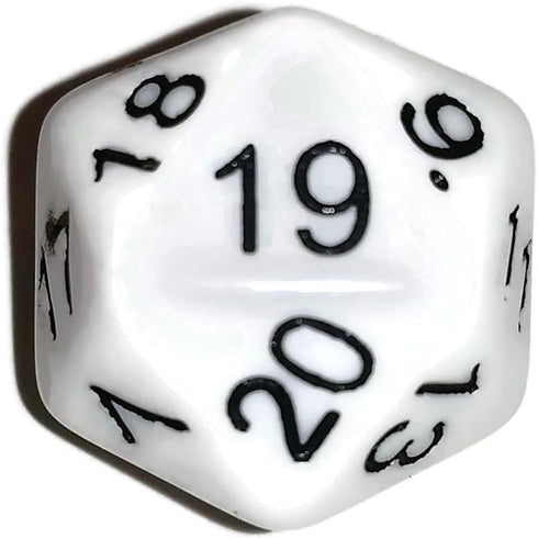White with Black Numbers d20 Initiative Advantage Die for Role-Playing Games. 20 sided RPG Dice...