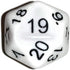 White with Black Numbers d20 Initiative Advantage Die for Role-Playing Games. 20 sided RPG Dice...