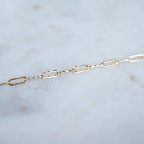 14K Gold Filled Stainless Steel Paperclip Chain Bracelet for Women, 7.5” Rectangle Link Bracelets, Waterproof and Never Tarnish...