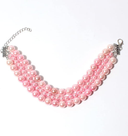 Fancy 3 Rows Pearl Pink Diamond Pet Cat Dog Necklace Collar Jewelry Pet Cat Dog Girl Costume Accessories(7.8-12.6in)...