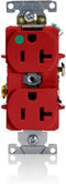 Leviton 8300-HR 20-Amp, 125-Volt, Heavy Duty Hospital Grade, Duplex Receptacle, Straight Blade, Self Grounding, Red