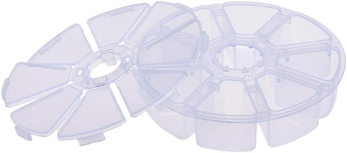 AKOAK 1 Pack Round 8-Compartment Storage Box, Easy to Carry, for Storing Earrings, Rings, Beads, Rhinestones, Pills and More (White)...