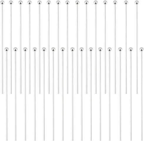 Beebeecraft 1 Box 30Pcs 40mm Ball Head Pins Sterling Silver Eye Needles Jewelry Pins for Bracelet Earrings Jewelry Making Head 1.8mm...