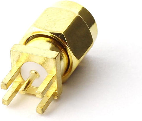 Maxmoral 5PCS SMA Male PCB Panel Edge Mount Plug with 4 Pins Stand Straight Connector RF Coax Coaxial Adapter...