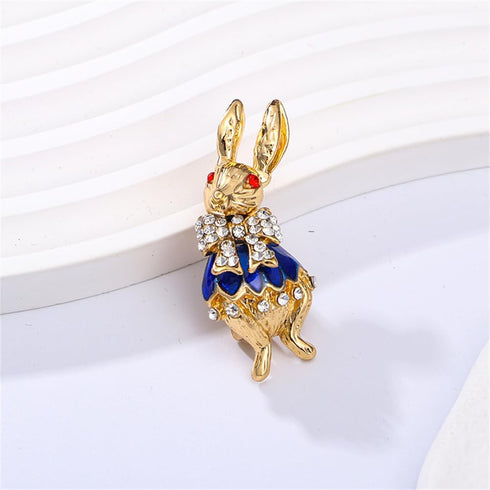 Rhinestone Bow Rabbit Brooch Pin for Women Girls Men Gold Plated Fashion Cute Crystal Bow Enamel Cartoon Bunny Gentleman Brooches Lapel Pins Lucky...