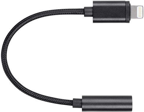 Monoprice MFi Certified Lightning to 3.5mm Jack Audio Adapter - Nylon Braided, Black...