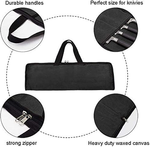 QEES Knife Roll,Knife Bag,Knife Case 4 Slots For Home Kitchen Knife Tools,Chef Knife Bag with Handle.Durable Knife Bags For Chefs Men Women Culina...