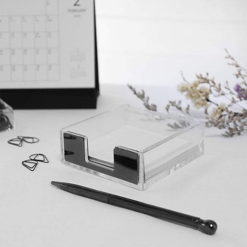 Acrylic Sticky Note Holder Desk Organizer Decor for 3x3 Sticky Notes Memo (Black)...