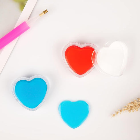 Sonsage 48Pcs DIY Diamond Art Painting Wax,Red and Blue Heart Shaped Glue Clay,DIY 5D Paint with Dimond Storage Glue Embroidery Accessories Tools ...