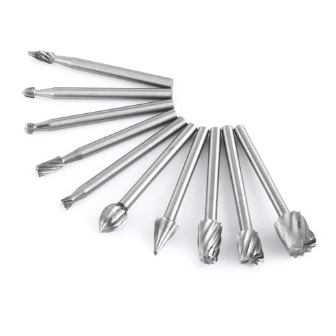 Rotarys Files Woodworking Carving Tool Set, 10pcs Burrs 1/8inch Shank Tungsten Carbide Rotarys Burr Files Woodworking Carving Tool Set...