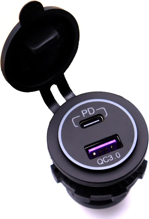 USB C Car Charger Socket, AWADUO 12V/24V Quick Charge 3.0 + PD Socket Waterproof Compatible with iPhone 13 12 11 Pro Max XS......