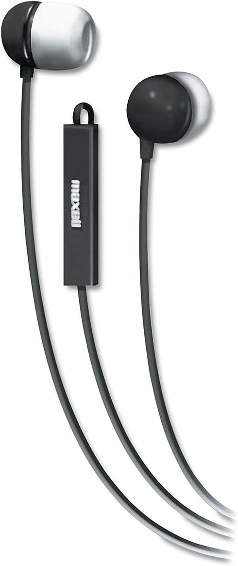 Maxell 190300 In-Ear Buds with Built-in Microphone, Black...
