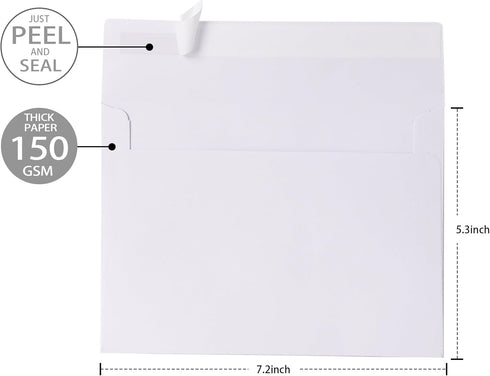 White Envelopes, 50 Pack, 5 x 7 Inch, A7 Envelopes, Card Envelopes, Large White Envelopes, Wedding Envelopes, Invitation Envelopes, Greeting Card ...