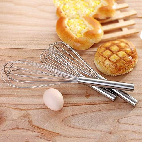 Stainless Steel Whisks with 3 Packs 8"+10"+12" Kitchen Whisk Set Kitchen Whip Kitchen Utensils Wire Whisk Balloon Whisk Set for Blending Whisking ...