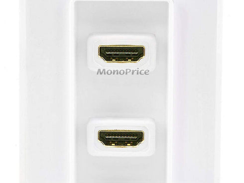 Monoprice Two-Piece Inset Wall Plate with 4 Inch Built-in Flexible High Speed HDMI Cable With Ethernet - Dual Port (2P)...
