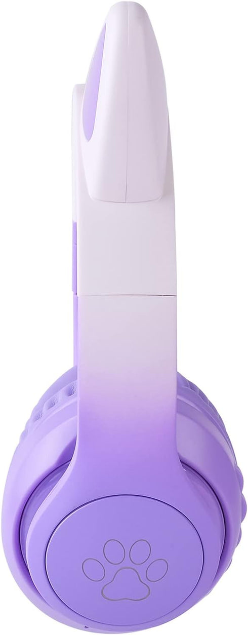 Cat Ear Kids Headphones Bluetooth, LED Light up Wireless/Wired Mode Over Ear Headphones with Build in Microphone for School/Travel (Purple)...