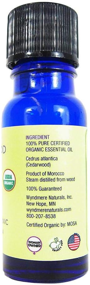 Wyndmere Essential Oils - Cedarwood Essential Oil - Certified Organic - 100% Pure Therapeutic Quality - 10ml - Made in USA...