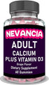 Adult Calcium + Vitamin D3 Gummies, Bone & Joint Support, Heart Support, Immune Support, Daily Nutritional Support, Grape Flavor, 60 Gummies, 30-D...