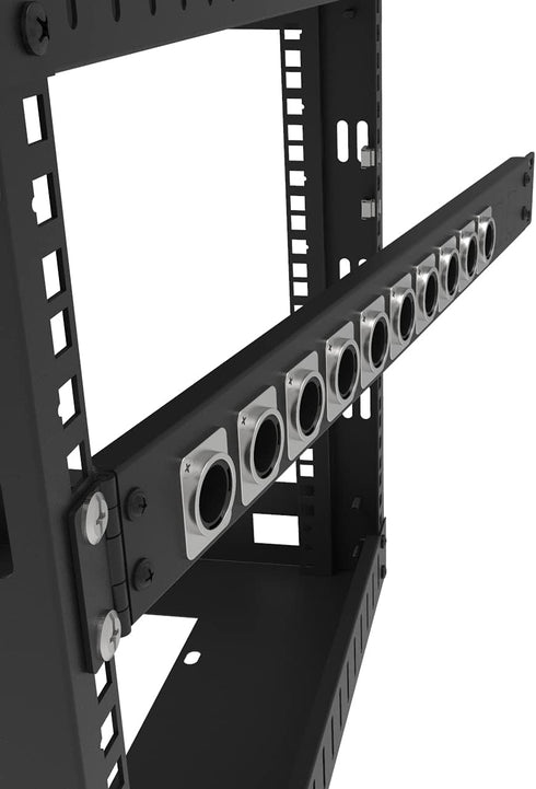 Jingchengmei 12 Port/Way/Hole Hinged Patch Panel - 1U 19" Rack Mount D-Type Connectors - Audio with Hinged Side (H1U12D, Black)...