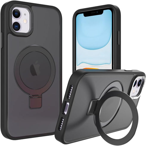 Puxicu Magnetic for iPhone 11 Case, Magnetic Invisible Stand, Compatible with MagSafe, Slim Hard Design, Shockproof, Drop Protection, Black...
