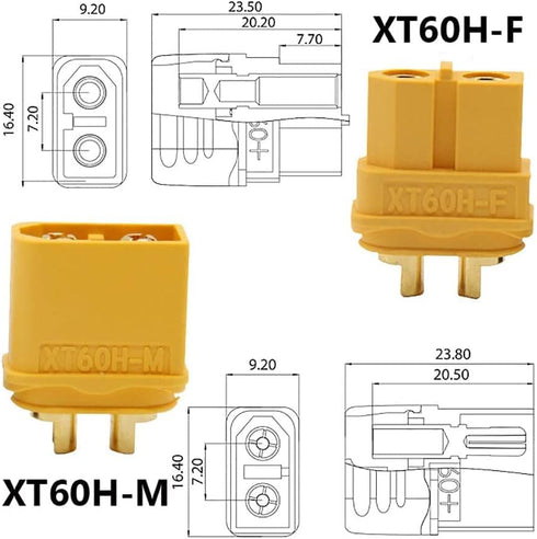 20 Pair XT60H (XT60 Upgrade) Male Female Bullet Connectors Power Plugs with Sheath for Lipo Battery RC Planes Cars...