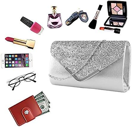 Queena Womens Shiny Glitter Evening Clutch Envelope Handbag Chain Purse for Wedding Party Prom Gift for Mom Wife Girlfriend...