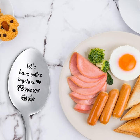 Let's Have Coffee Together Forever Spoon, Wedding Anniversay Birthday Gifts for Him Her, Valentines Day Gift for Husband Hubby Boyfriend BF Tea Co...