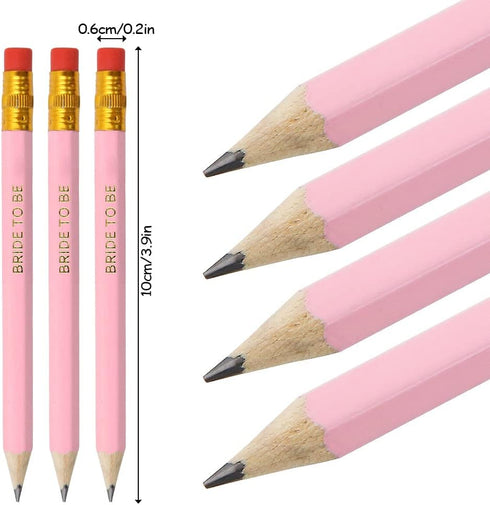 50 Pcs Pink Wedding Pencils for Bridal Shower, Wooden Half Pencils with Eraser Pre-Sharpened Mini Pre-wedding Hexagon Pre-wedding Pencil for Bride...