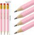 50 Pcs Pink Wedding Pencils for Bridal Shower, Wooden Half Pencils with Eraser Pre-Sharpened Mini Pre-wedding Hexagon Pre-wedding Pencil for Bride...