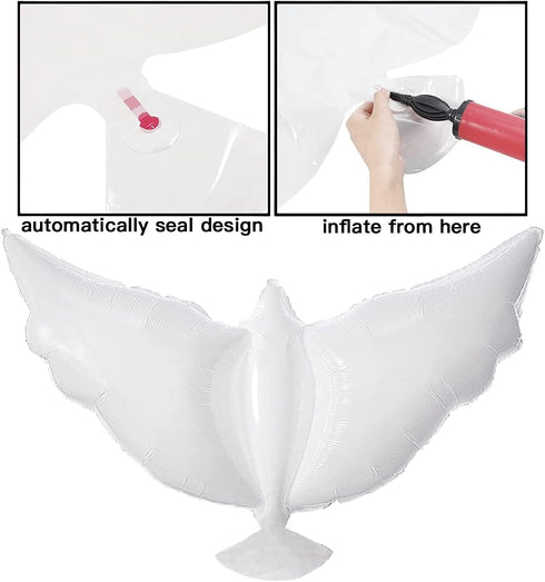 12-Pack Dove Balloons Memorial Release in Sky, Biodegradable White Angel Lanterns Funeral Party Decorations for Loss of Loved One, Celebration of ...