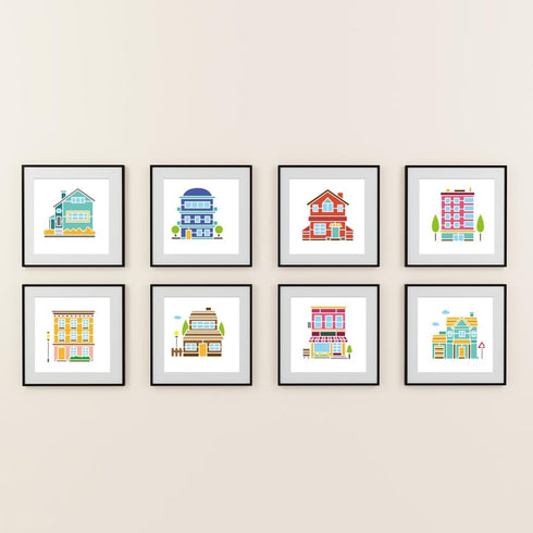 10pcs House Building Stencil 6×6inch Modern City Buildings Stencil with Paint brush Reusable Town Rural Architecture Drawing Template for DIY Craf...