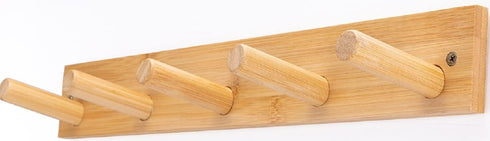 Wall Mounted Coat Rack, 5-Pegs Bamboo Entryway Hat Rack for Wall, Hooks for Hanging Coats and Jackets, Bathroom Kitchen Towel Rack Wall Hangers fo...