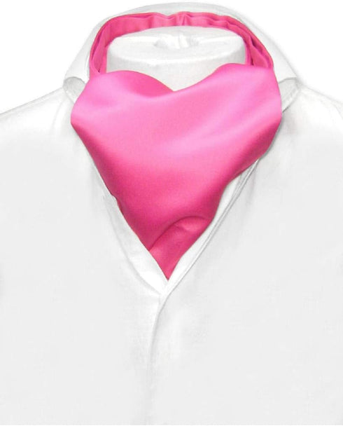 Vesuvio Napoli ASCOT Solid HOT PINK FUCHSIA Color Cravat Men's Neck Tie...