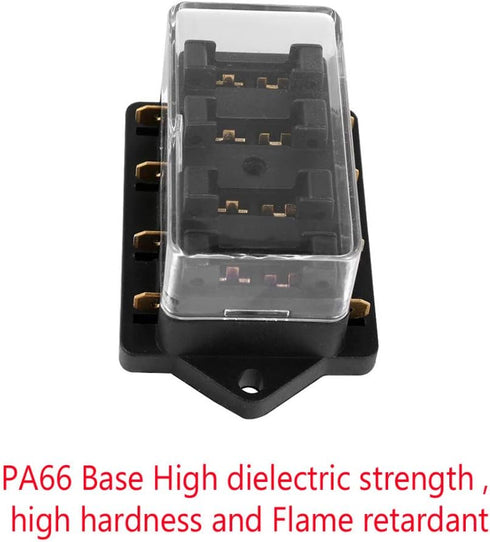 ESUPPORT Car Truck 4 Way Circuit Standard ATO Blade Fuse Box Block Holder 12V 24V...